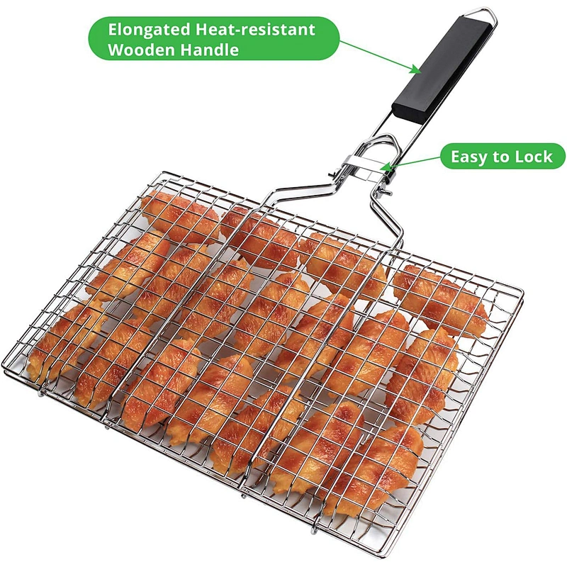 Folding Portable Stainless Steel BBQ Grill Basket