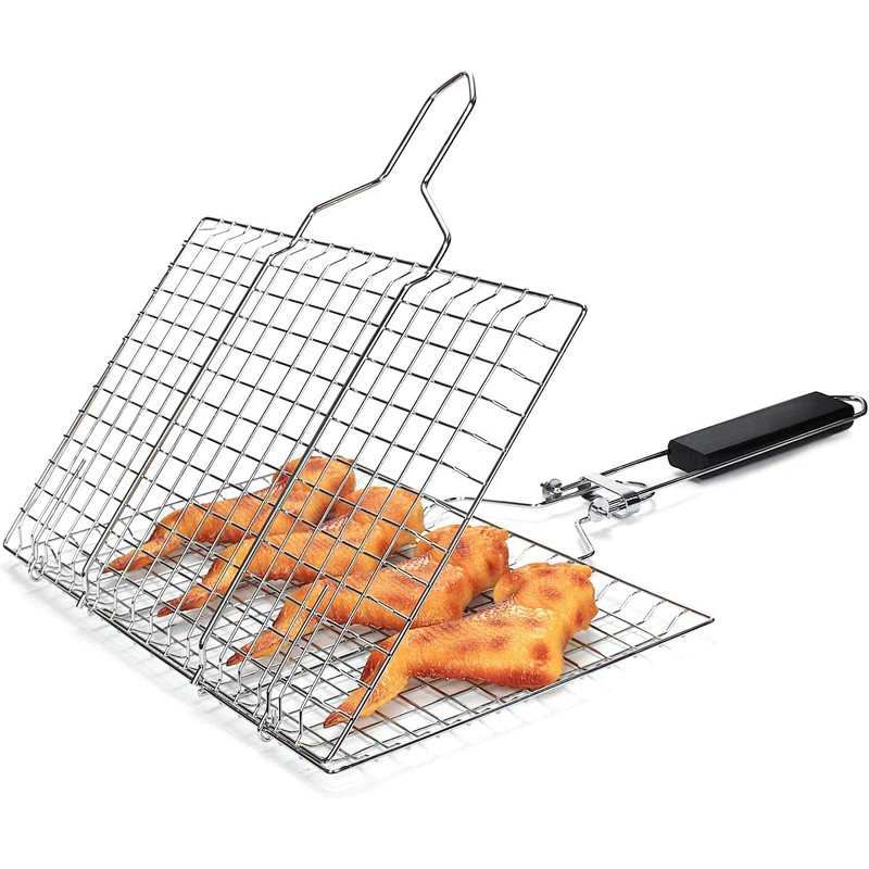 Folding Portable Stainless Steel BBQ Grill Basket